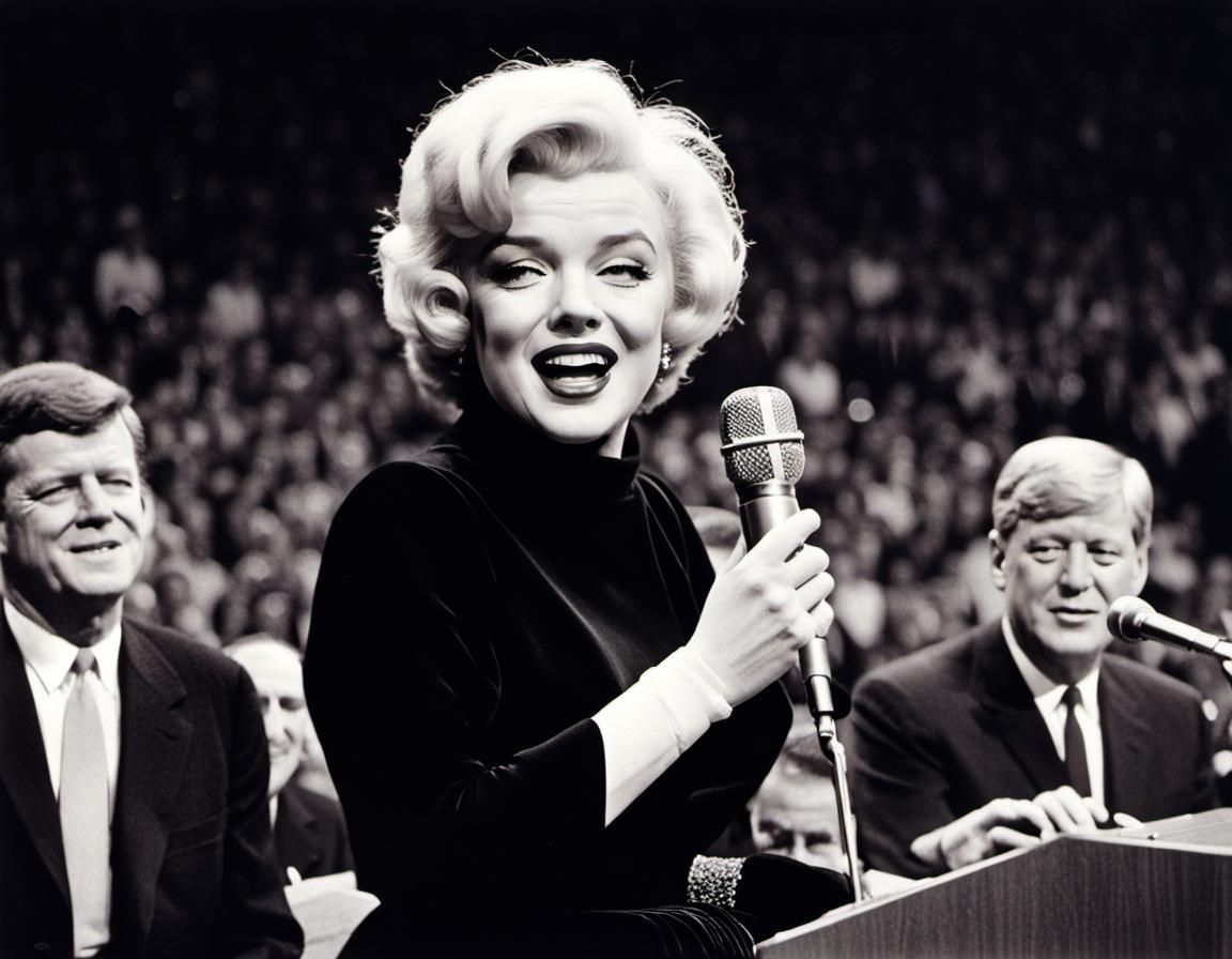 Marilyn Monroe singing "Happy Birthday, Mr. President" to JF...