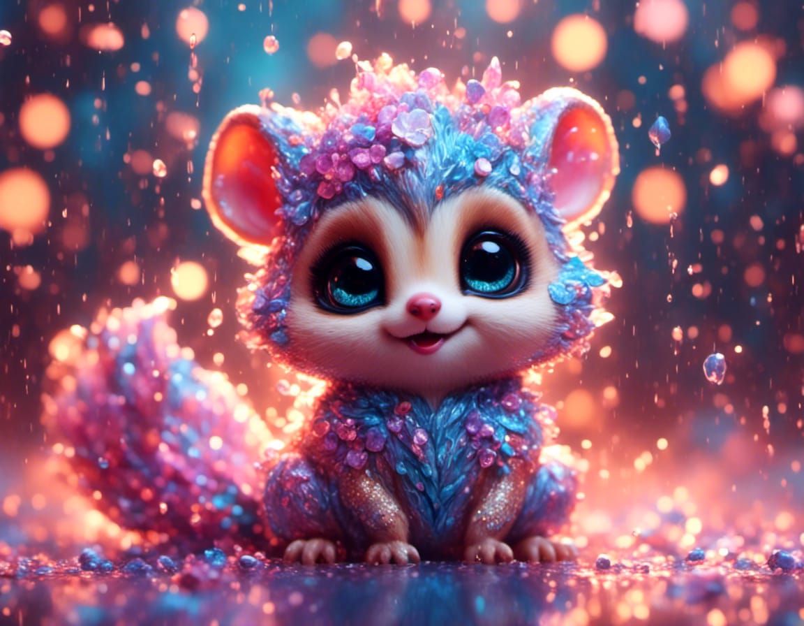 Sparkly Flying Squirrel in Pastel Colors