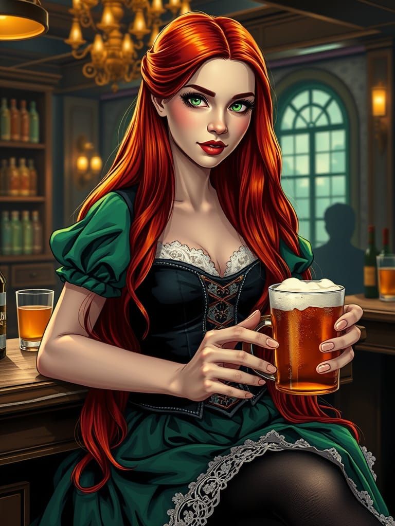 Glamorous Medieval Irish Woman in Sin City-Inspired Art