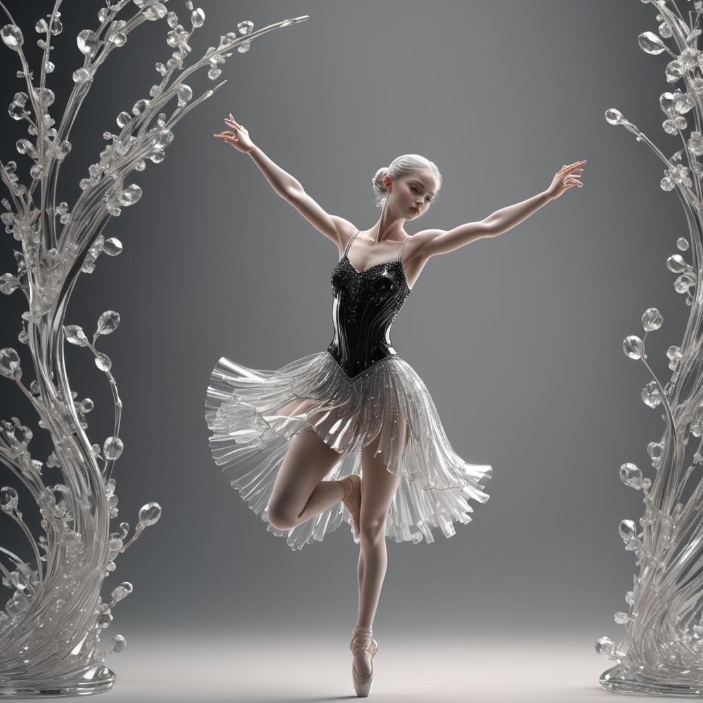 Crystal Ballerina Sculpture in Art Nouveau Style