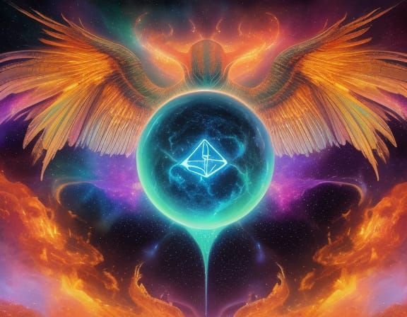 Surreal Alien in Mist with Iridescent Wings