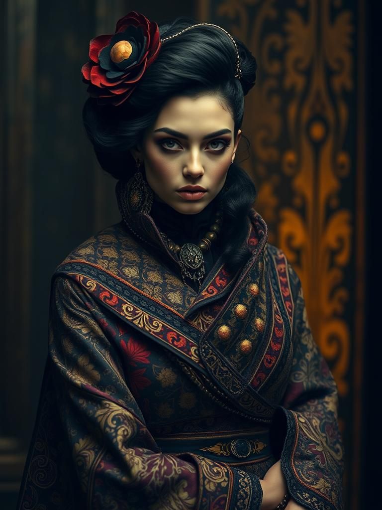 Victorian Portrait in Dark Surrealist Style