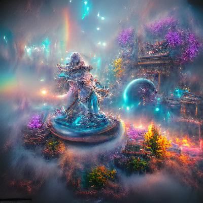 Holographic Astral Cosmic Illustration in Mixed Media