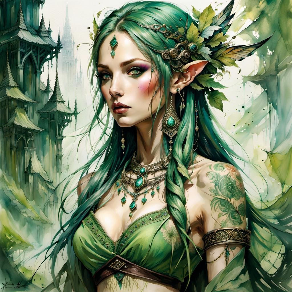 Elvish Warrior Girl Portrait in Anime Style