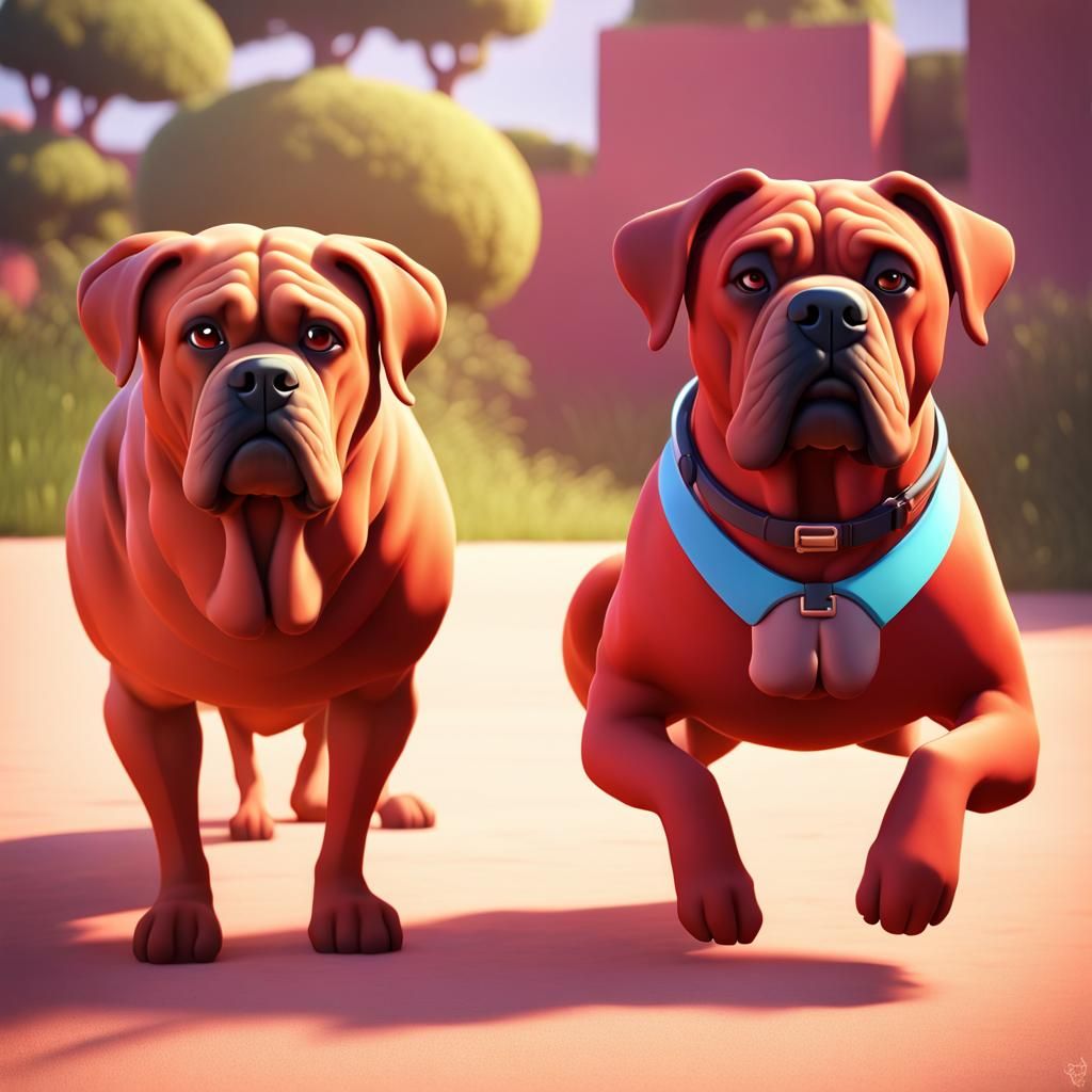 Bullmastiff and Dogue de Bordeaux as Pixar Characters