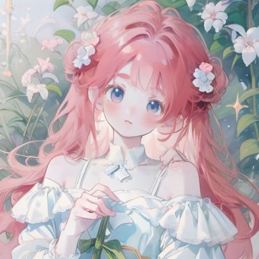 Adorable Cute Anime Girl with Vibrant Red Hair