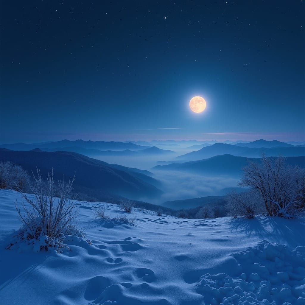 Dreamy Winter Nightscapes in Iridescent Hues
