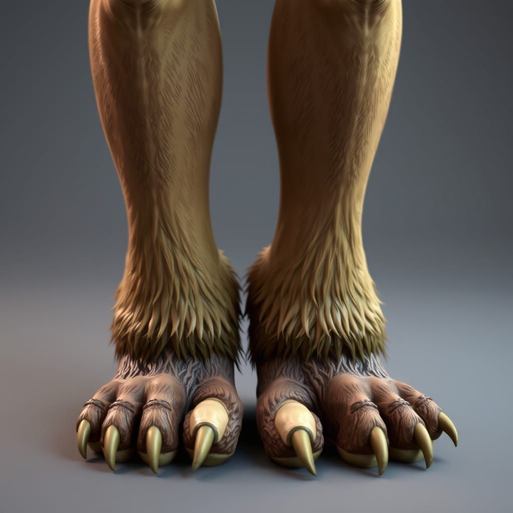 Bear Feet Sculpture Shoes With Realistic Fur and Claws