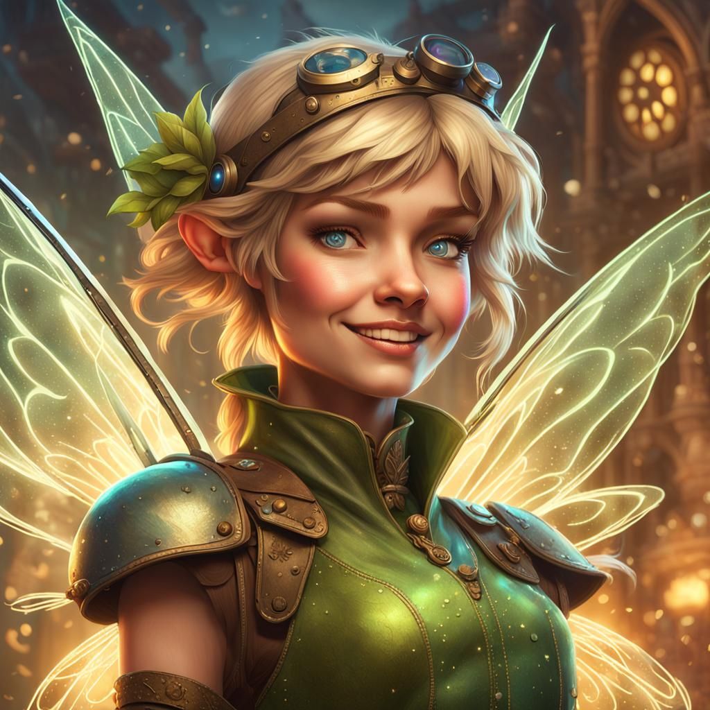 Steampunk Fairy-Soldier Portrait in Hyperdetailed Style