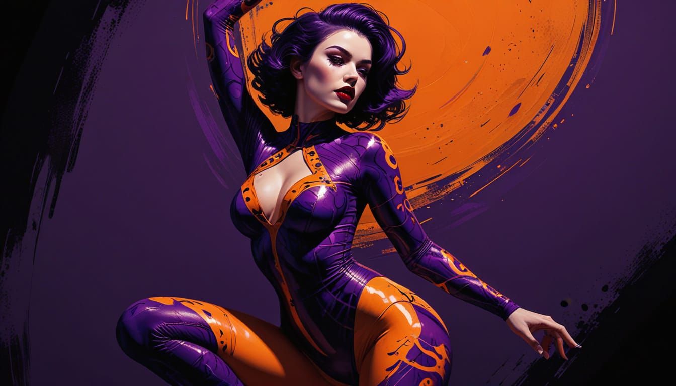 Halloween Pinup Woman in Theatrical Digital Art