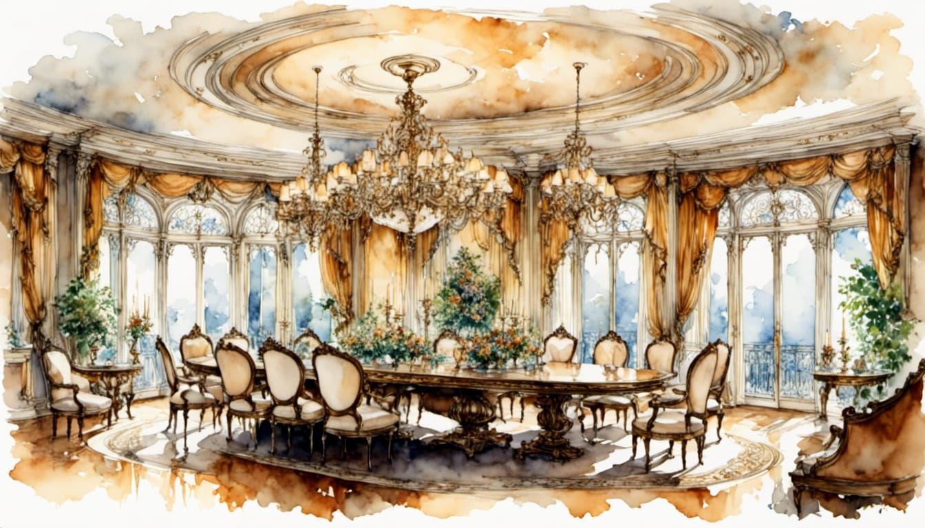 Elegant Light Fixture on Wall in Watercolor Style