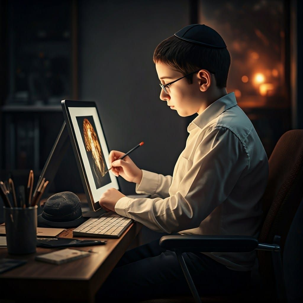 Ultra-Orthodox Teenager Creates AI Art: Cinematic Film Still