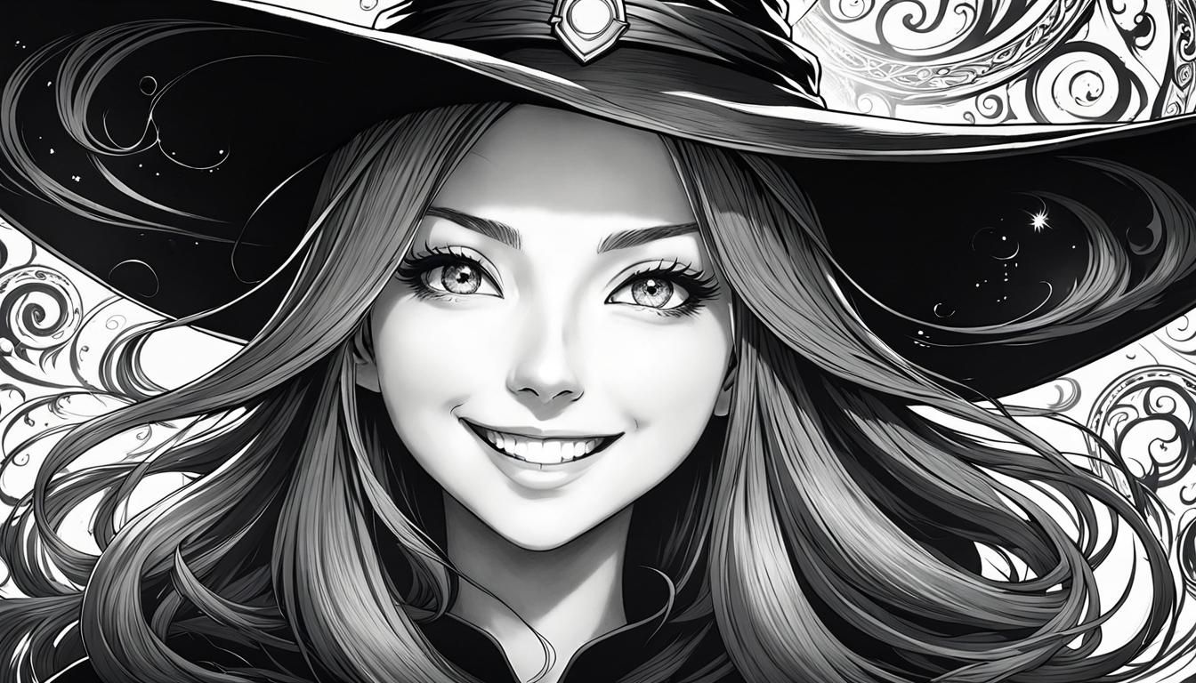 Anime Style Witch Portrait in Charcoal
