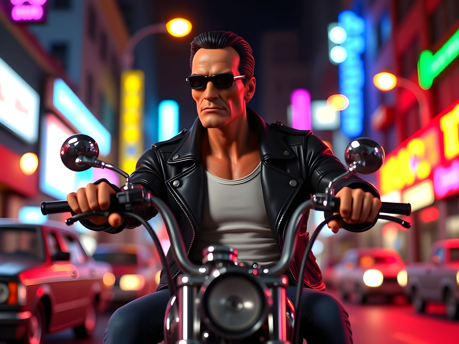 Terminator Rides in 80s LA, Claymation Style