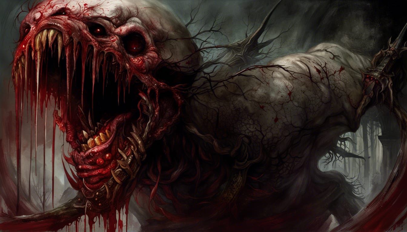 Disgusting Bloody Abomination in Horror Concept Art