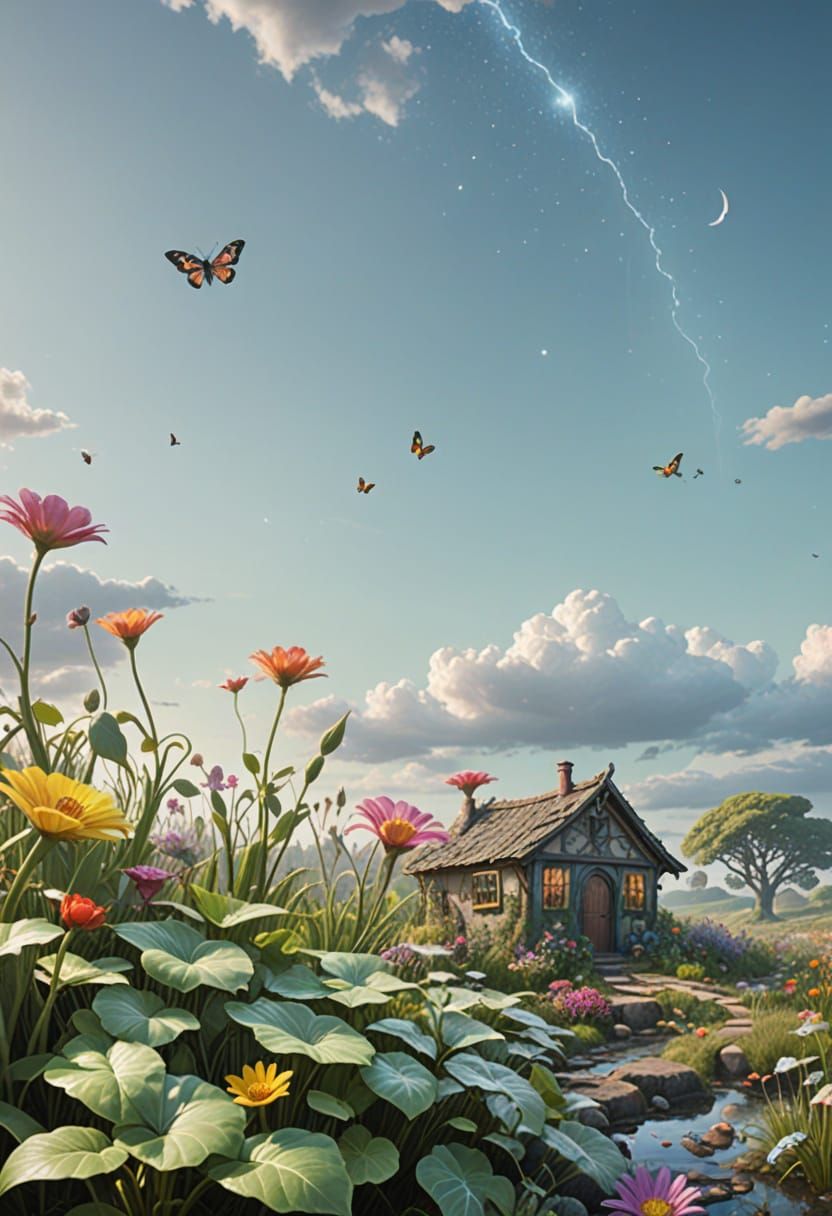 Magical Potting Shed in Flower Field, Fantasycore Style