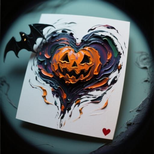 Eerie Halloween Valentine Card with Psychedelic Art Style