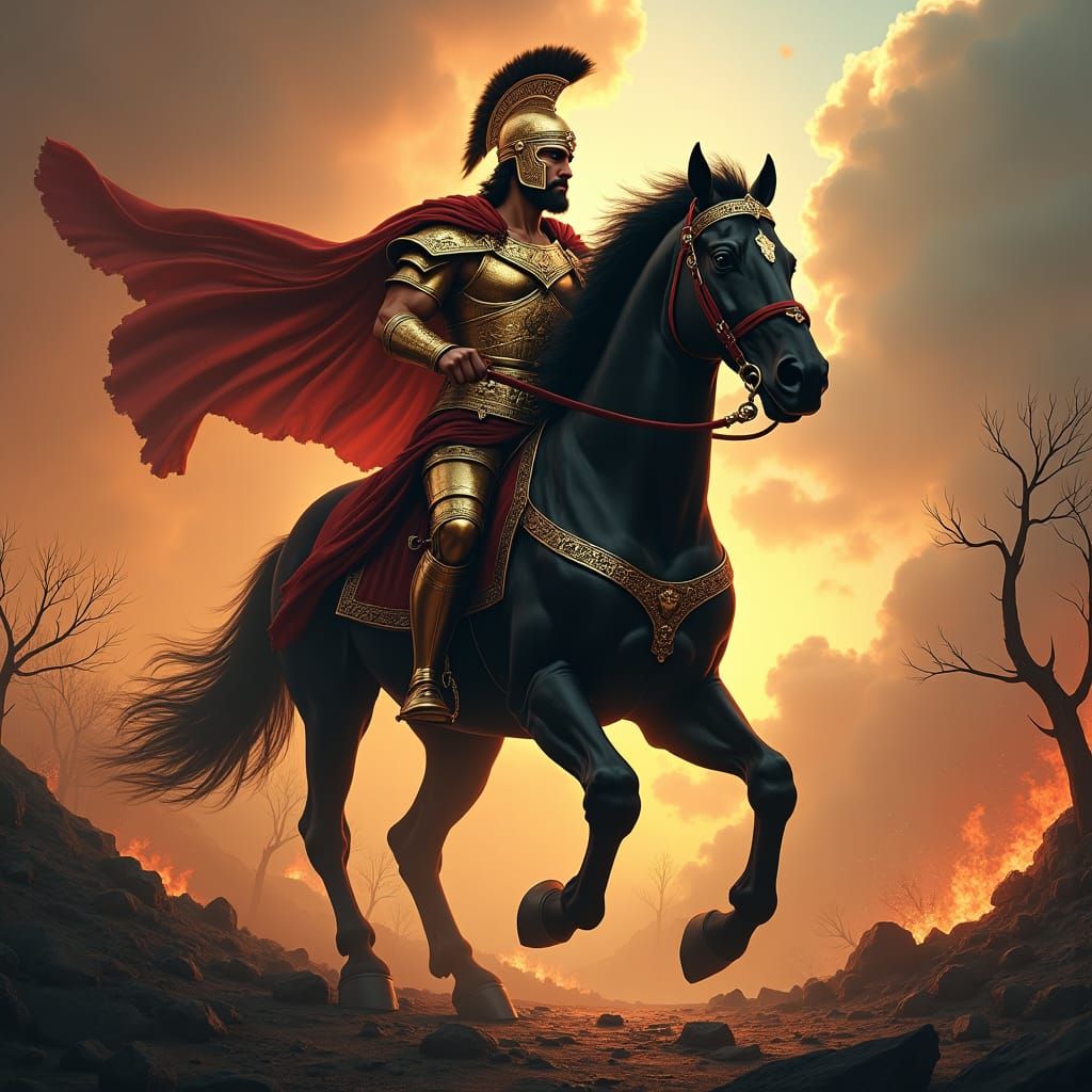 Alexander the Great on Bucephalos in Digital Matte Painting