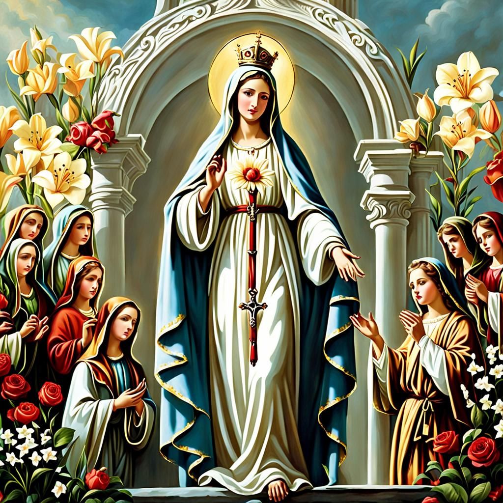 Virgin Mary with Rosary Beads
