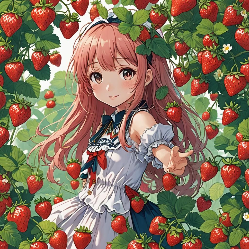 Strawberry in Anime Key Visual Style
