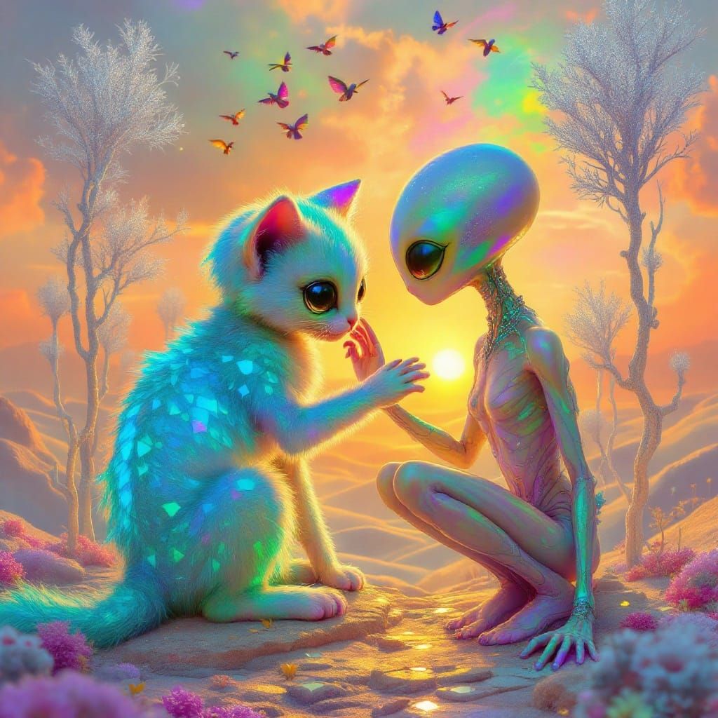 Ethereal Alien Landscape with Gentle Companion
