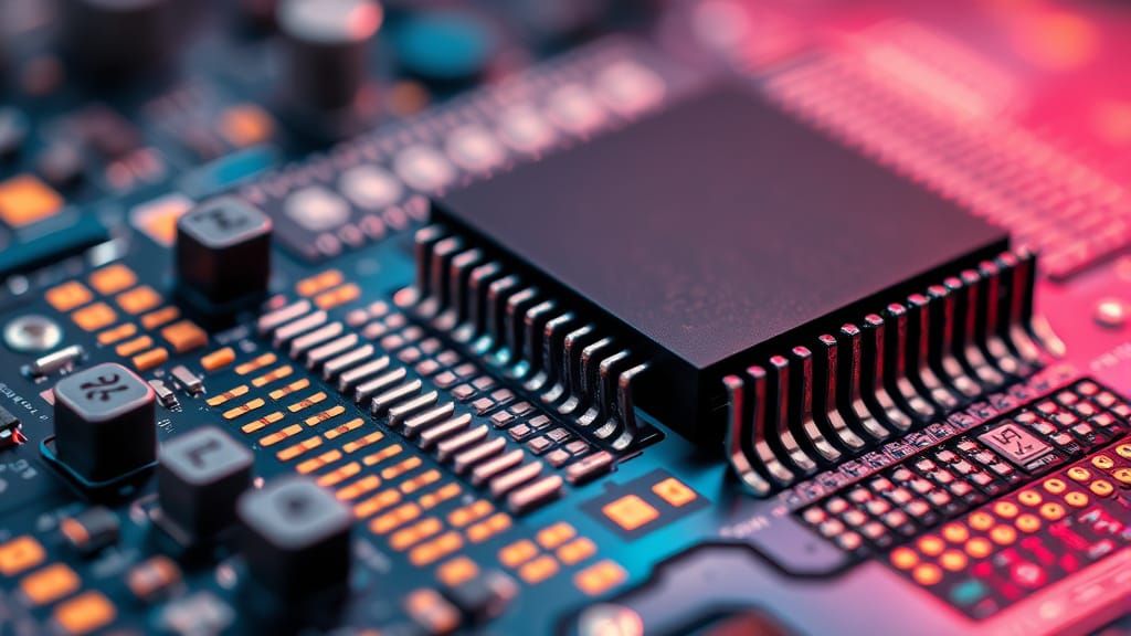 Macro Shot of Microprocessor in Comic Book Style