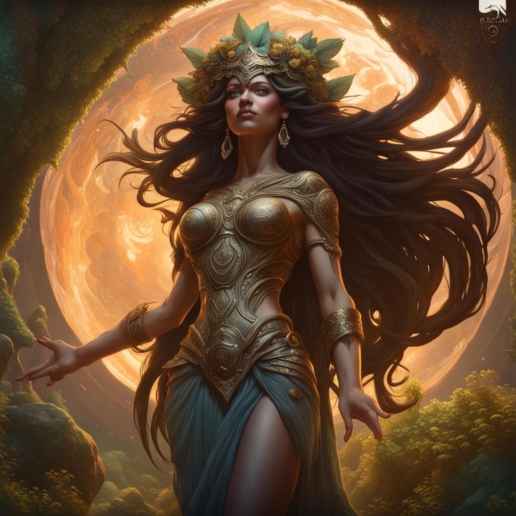 Gaia Earth Goddess Concept Art in Dark Fantasy Style