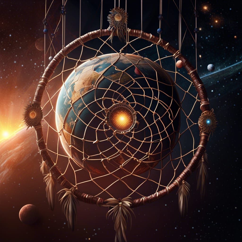 Dreamcatcher in Space with Planets: Digital Matte Painting