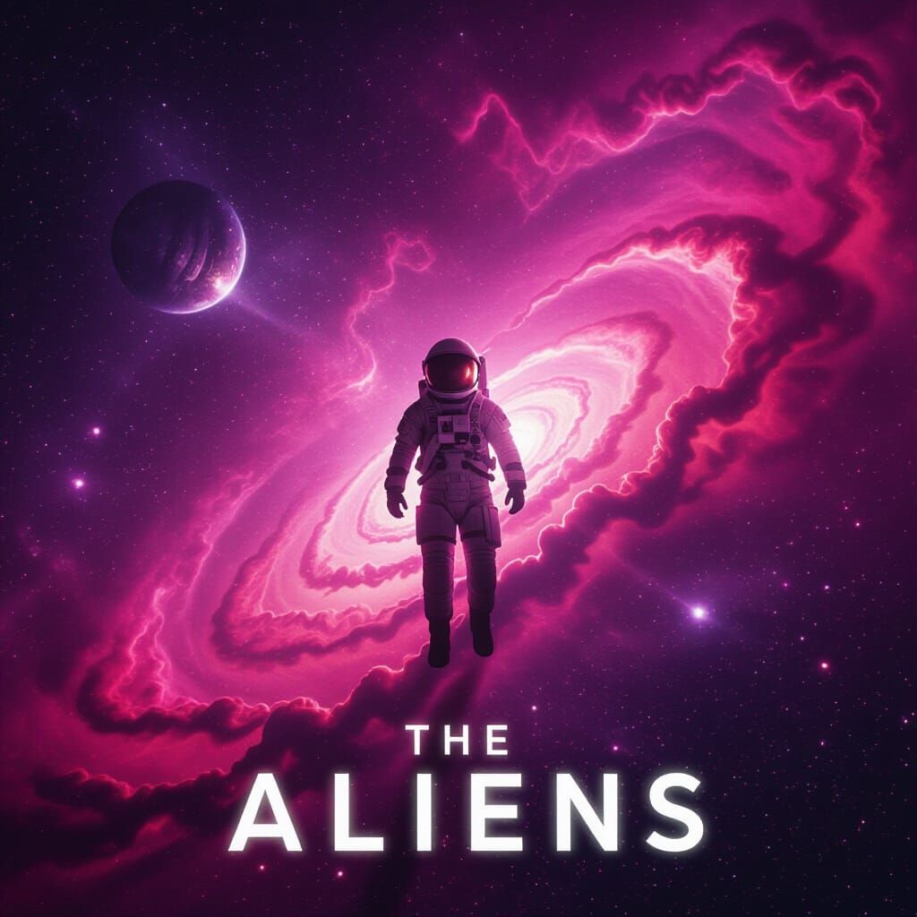 Lone Astronaut in Pink Nebula - "The Aliens" Poster