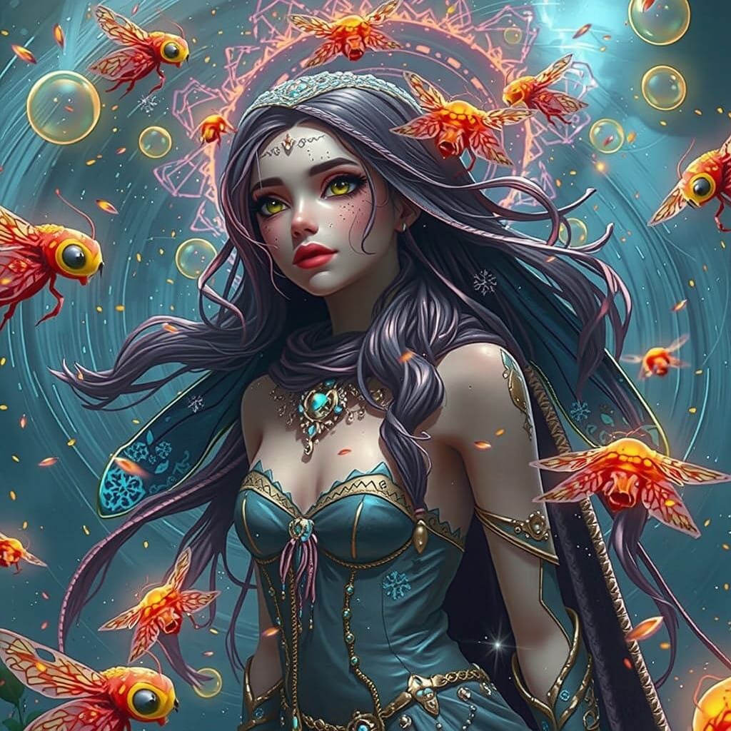 Enchanted Firefly Dancer in Whirling Vortex