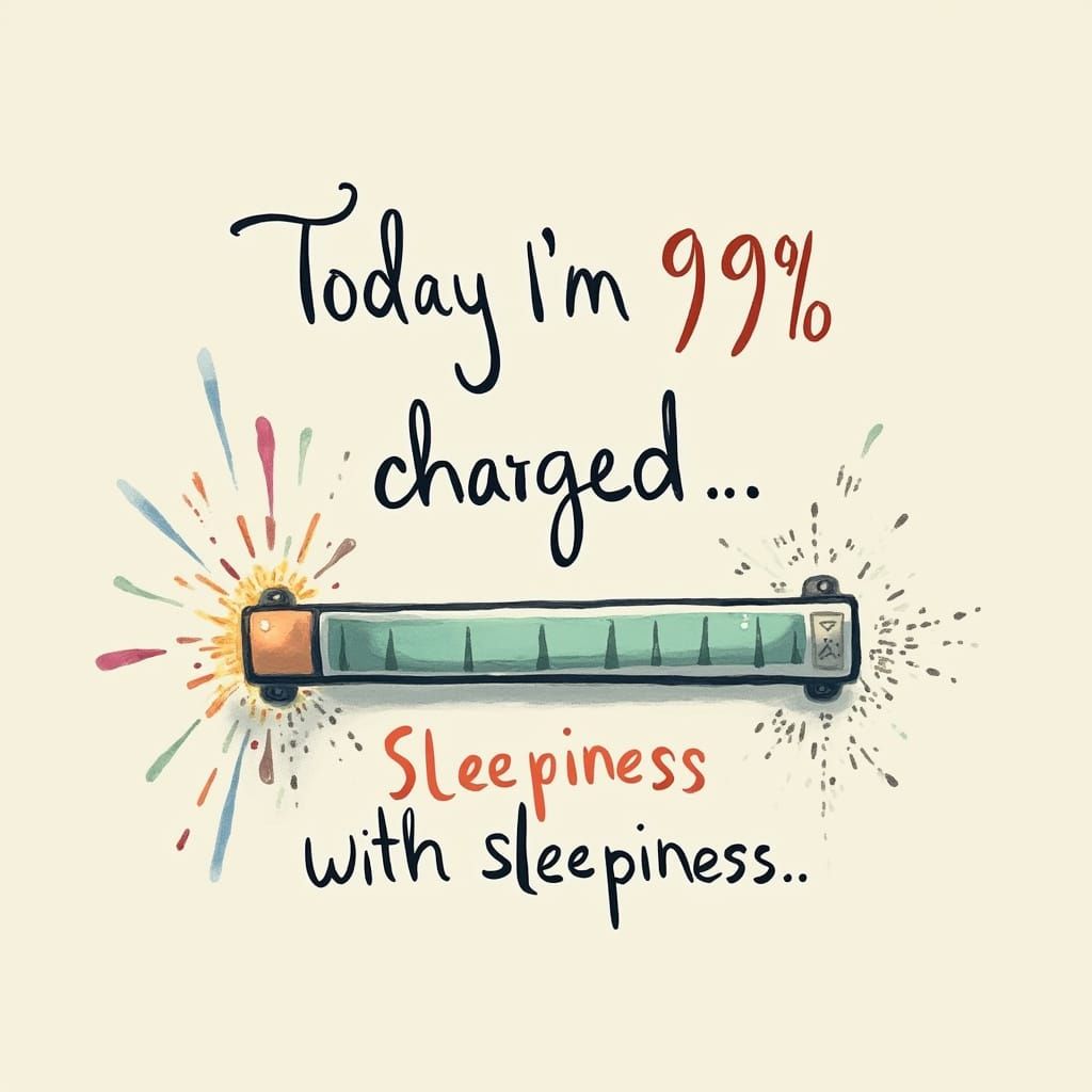 Vibrant Whimsy: A Gouache-Style Progress Bar of Sleepiness