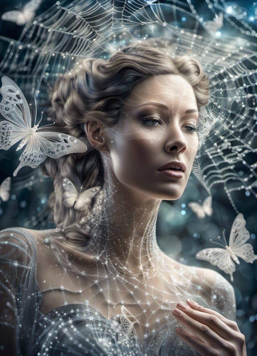 Ethereal Victorian Lady with Stardust Butterflies