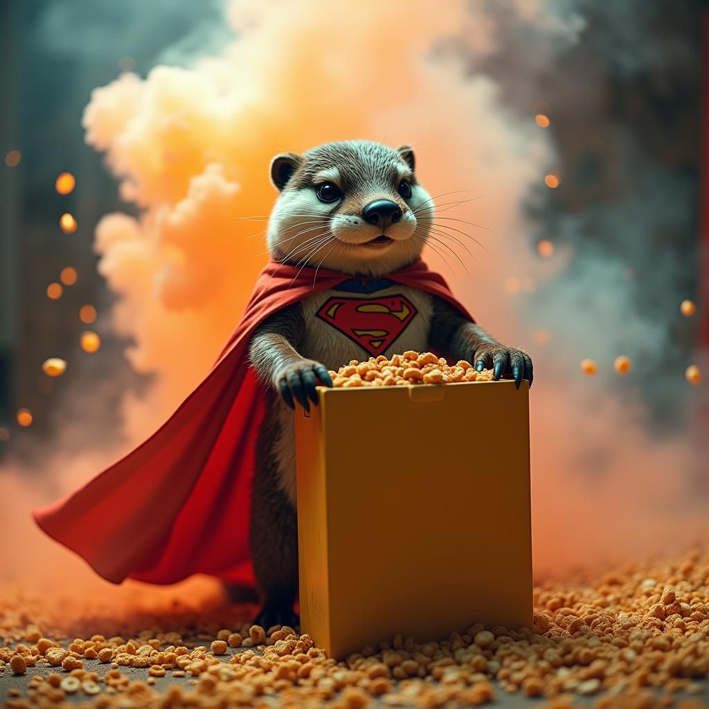 Heroic Otter Mascot for Cereal Box, Cinematic Style