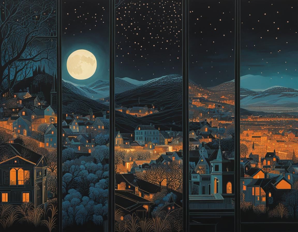 Intricate Evening Landscape Painting