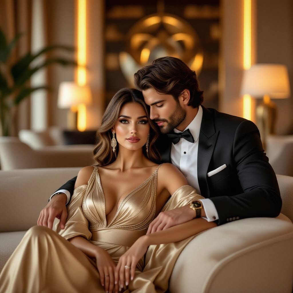 Elegant Fashion Portrait in Golden Ambient Light