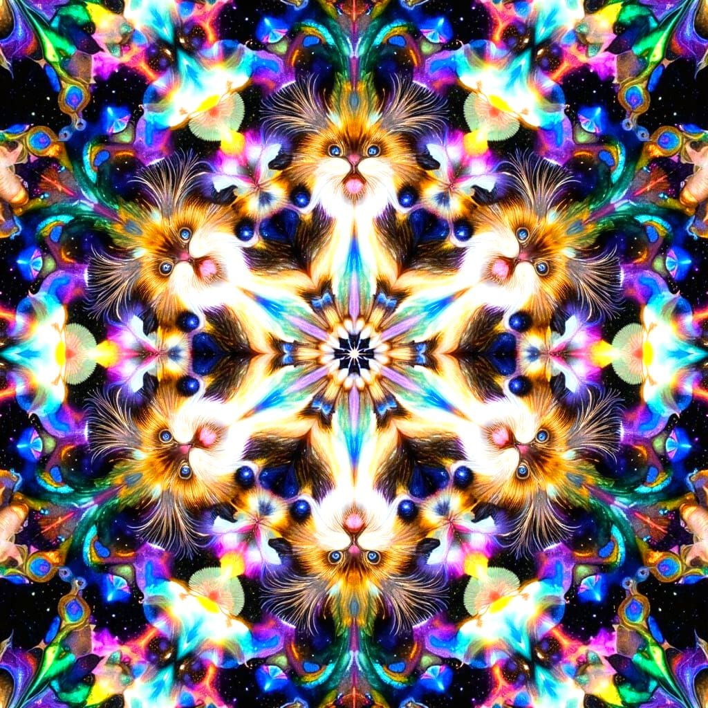 Kaleidoscopic view of a basket of kittens.........I