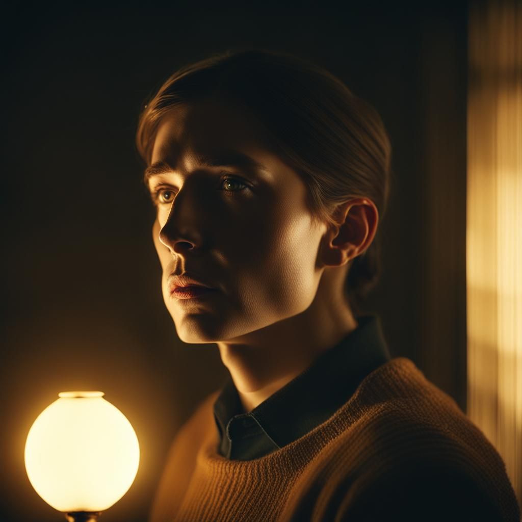 Captivating Face in Dark Room: Cinematic Photography