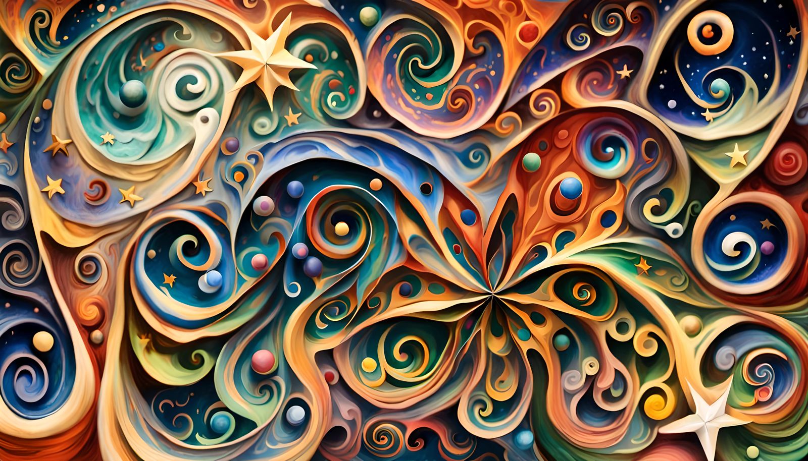 Swirling Star Beings in Impasto Oil Painting