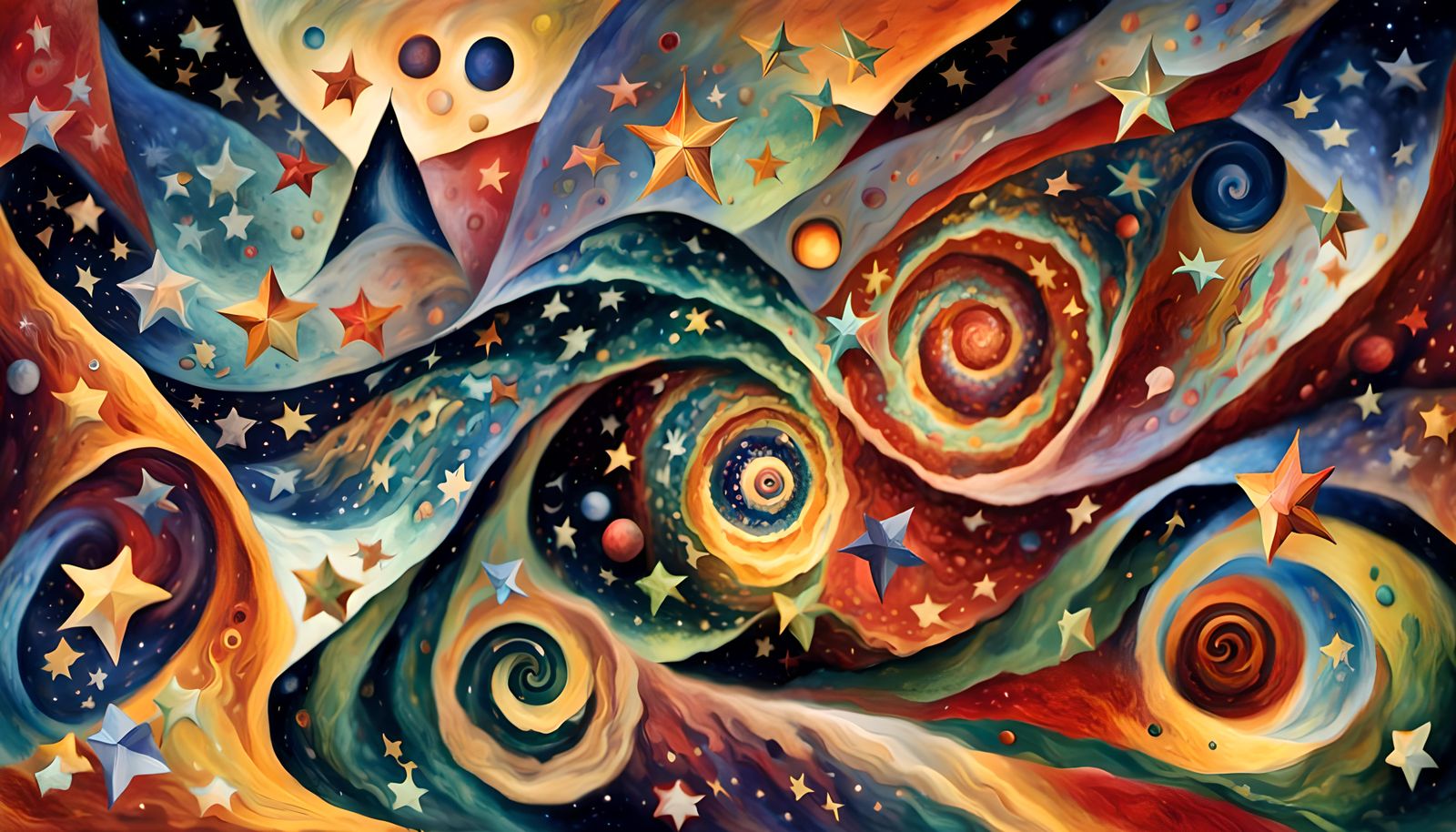 Swirling Star Cluster in Abstract Impasto Style