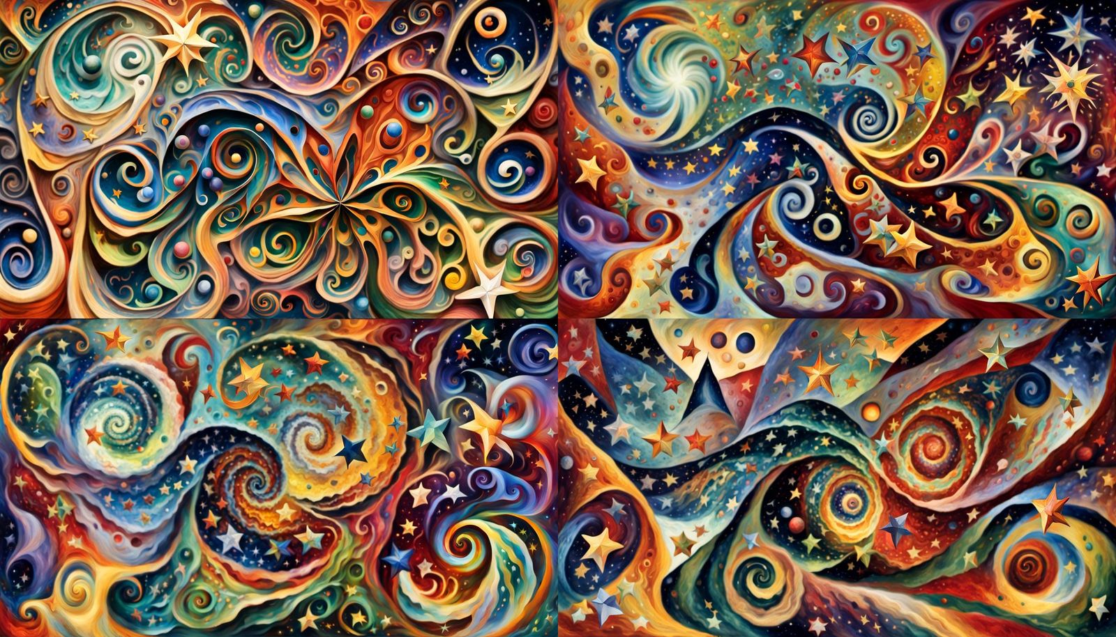 Swirling Stars in a Cosmic Dance: Impasto Oil Painting