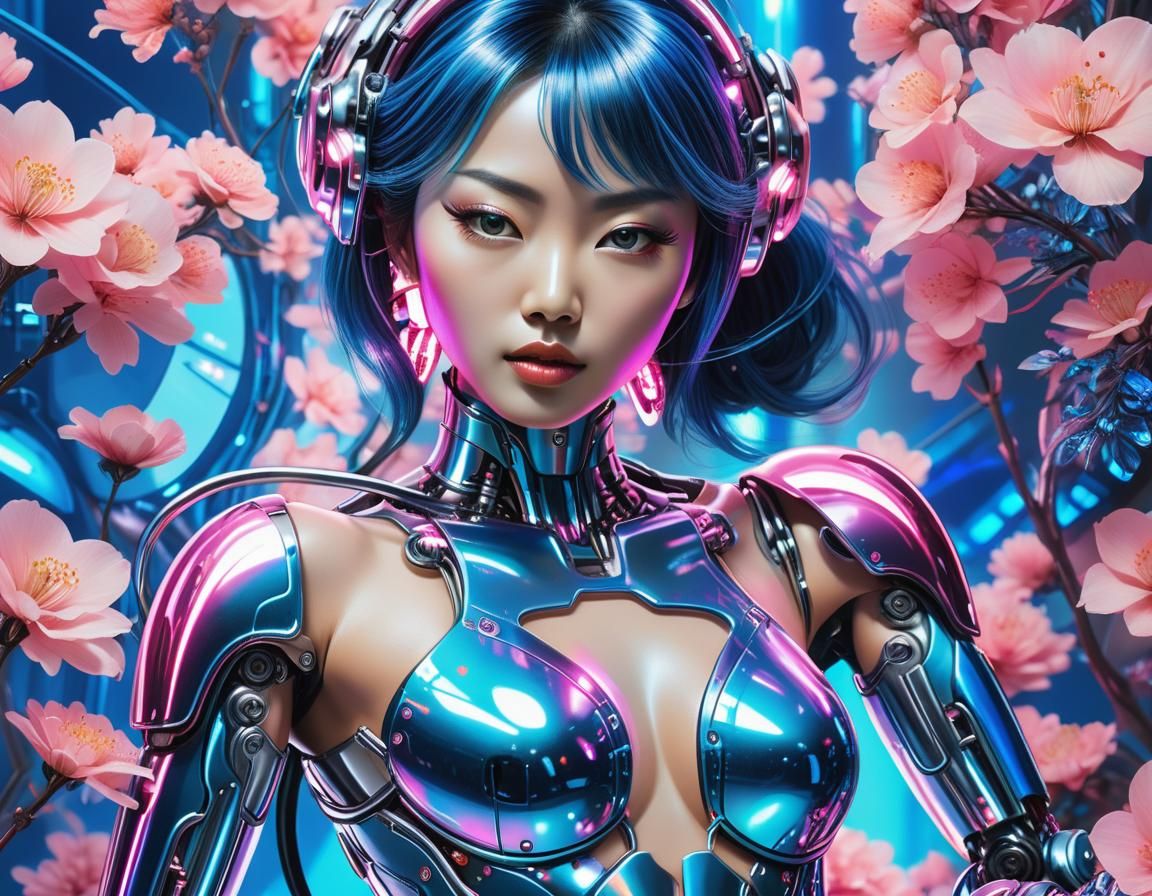 Cyberpunk Goddess in Metallic Splendor