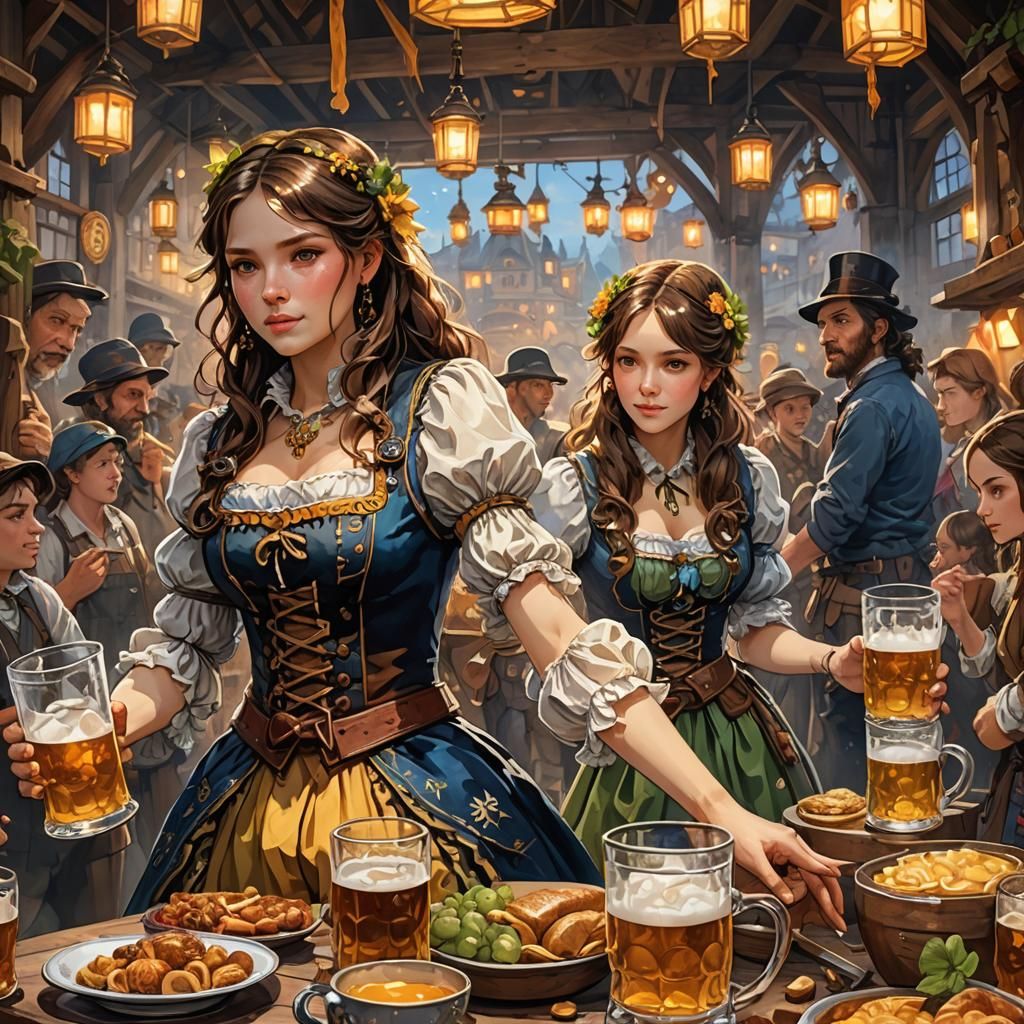 Oktoberfest Dawn Light: Watercolor Concept Art