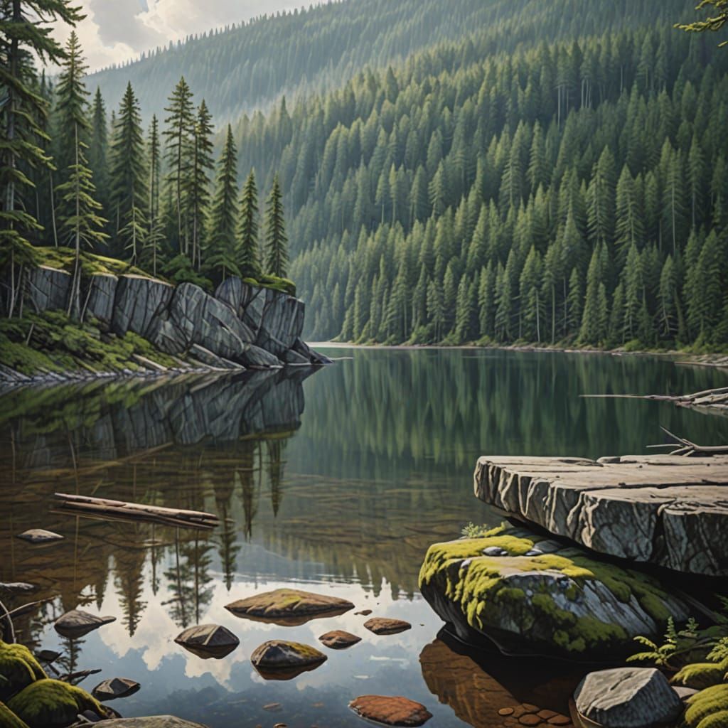 Breathtaking British Columbia Lake Landscape in Realistic St...