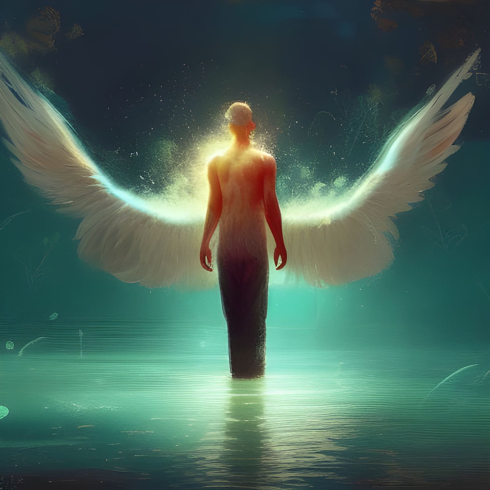 Angel Wings at Sunset: Detailed Matte Painting