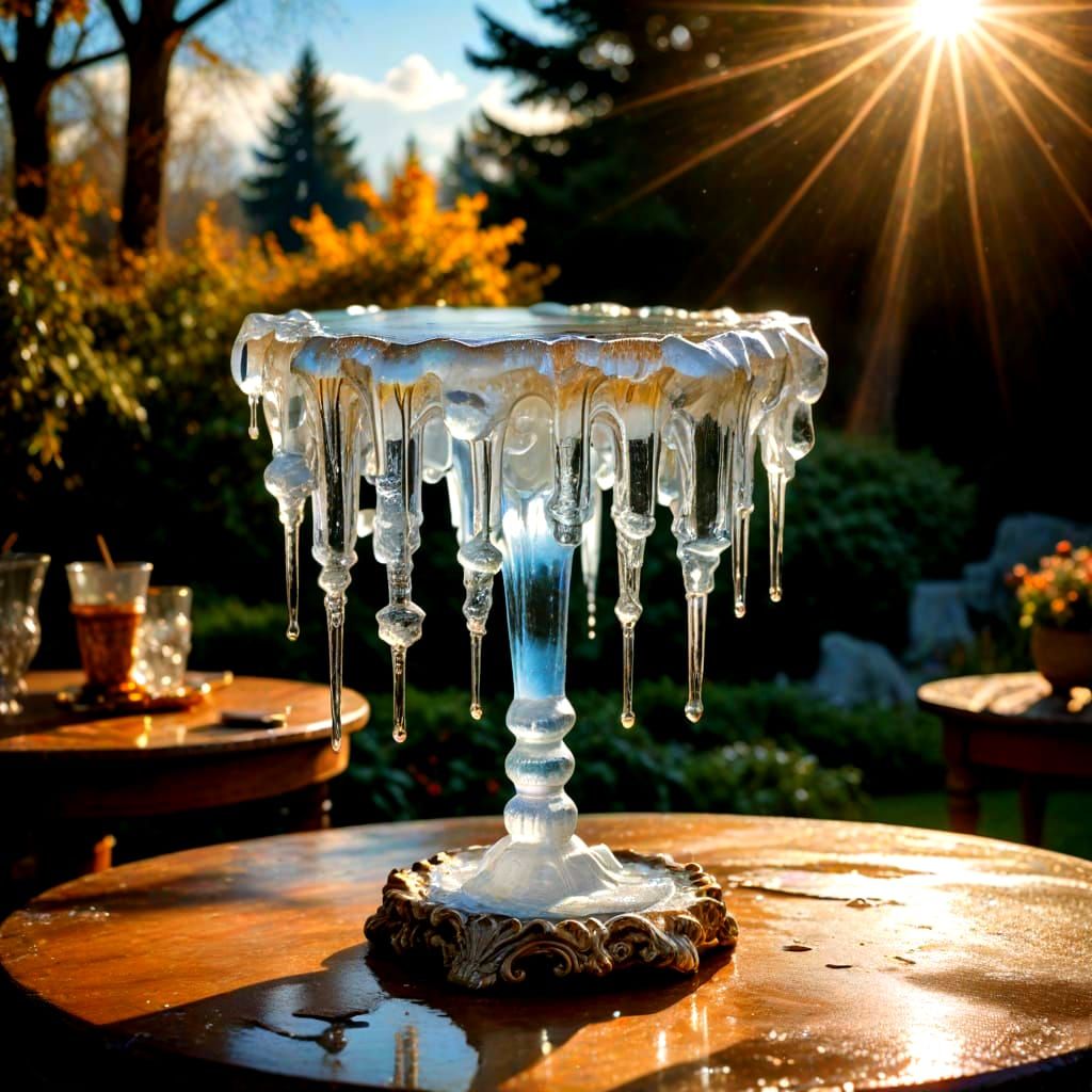 Dripping Ice Sculpture in Divine Sunlight