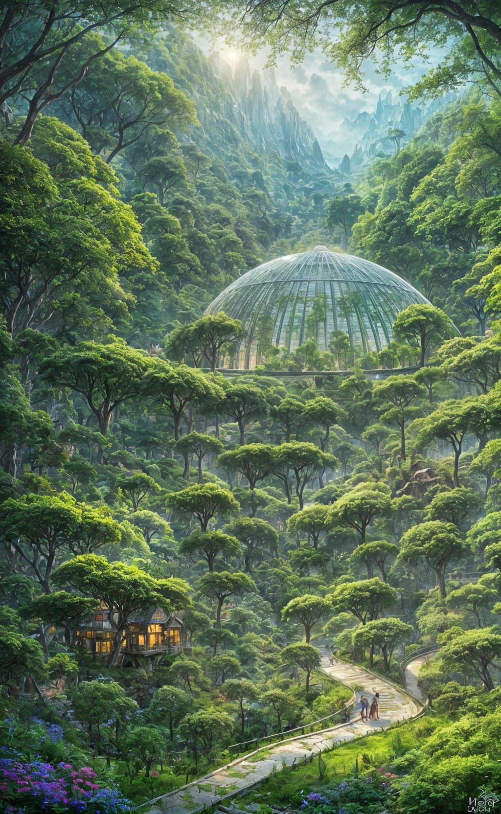 Lost Civilization City with Organic Architecture and Guitari...