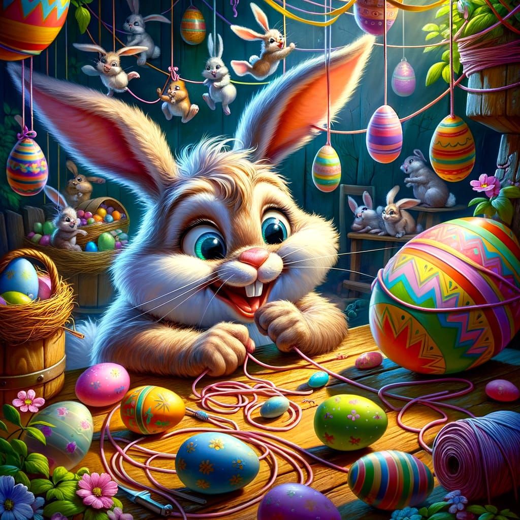 Mischief in a Whimsical Easter Scene