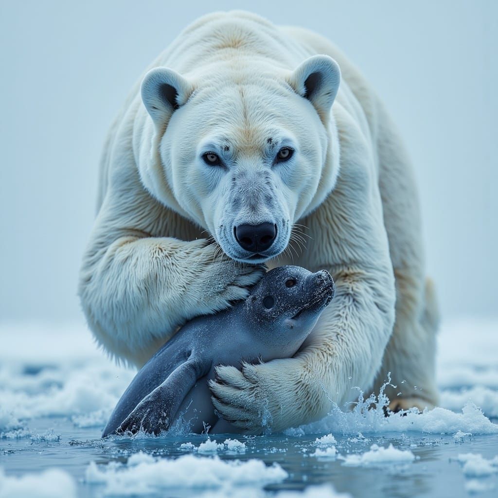 Polar Bear's Arctic Hunt: Wildlife Art