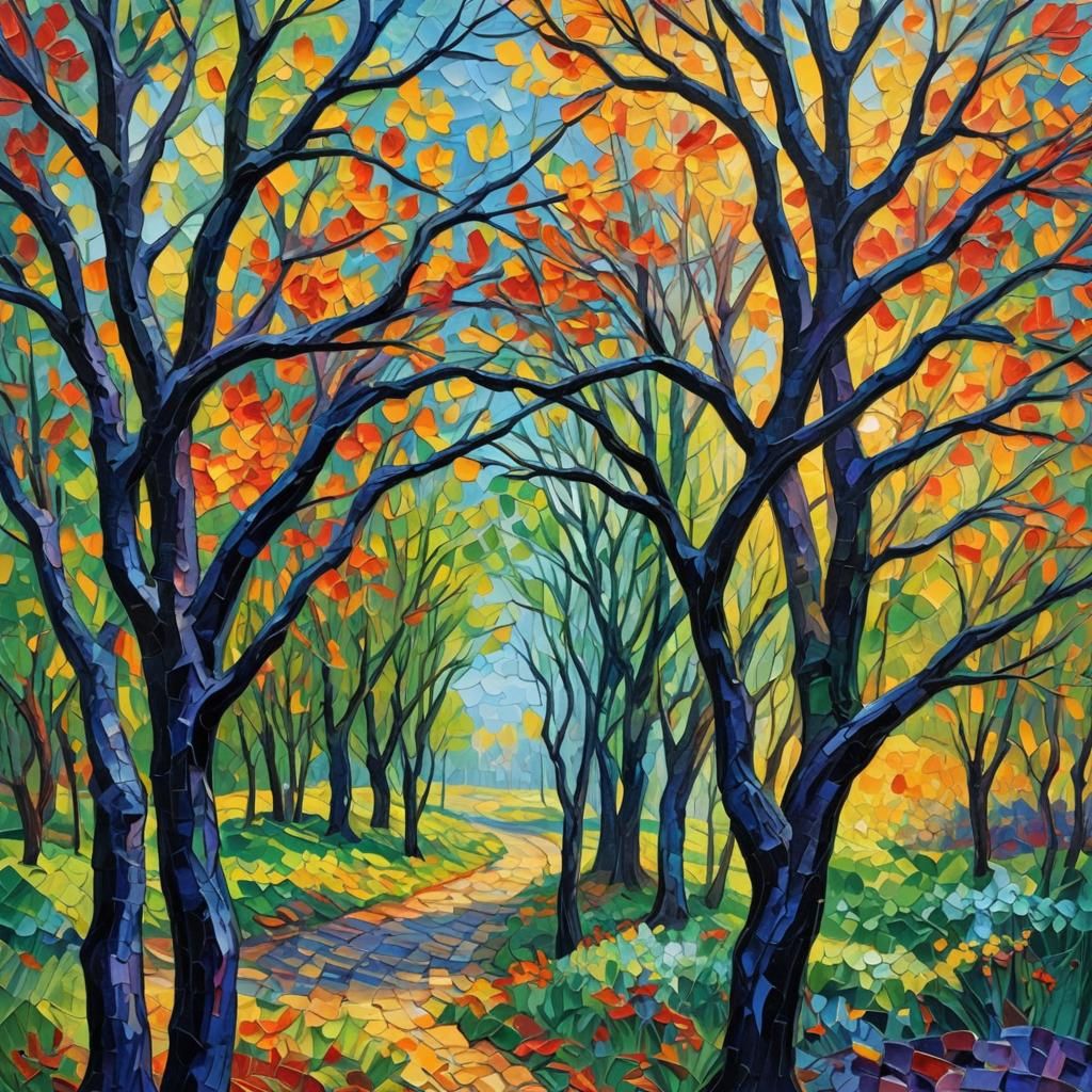 Abstract Expressionist Oil Painting With Impasto Texture