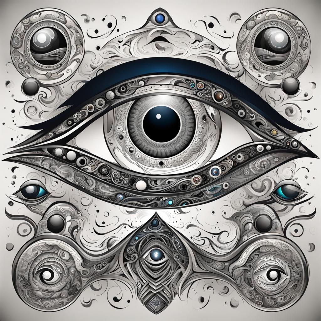 Planetary Eye with Metal and Tribal Tattoo